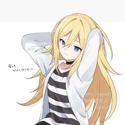 This is a pixiv picture whose title is 髪の毛が気になるレイチェル.