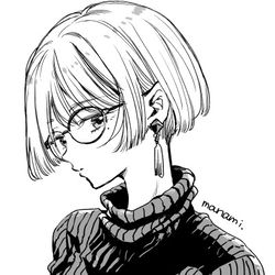 This is a pixiv picture whose title is 眼鏡泣きぼくろおねえさん.
