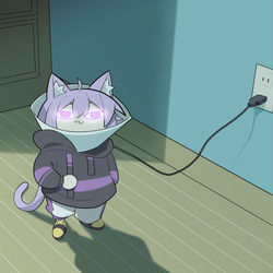 This is a pixiv picture whose title is 충전고양이.