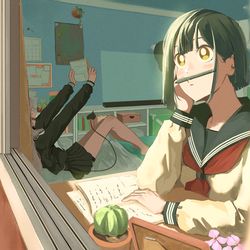 This is a pixiv picture whose title is 考えごと.