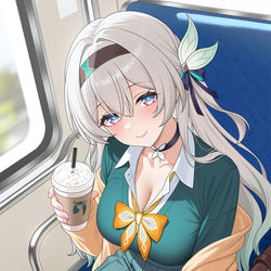 This is a pixiv picture whose title is 流萤 很在意！.