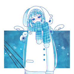 This is a pixiv picture whose title is もふもふマフラー.