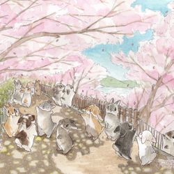 This is a pixiv picture whose title is うさぎさんのお花見さんぽ🌸.