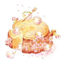This is a pixiv picture whose title is バウムクーヘン 桜の切り株仕立て.
