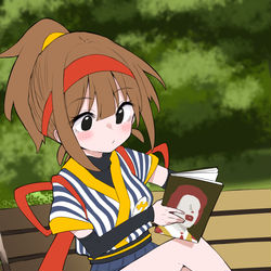 This is a pixiv picture whose title is サムライたまご食べ美　がベンチで休んでるだけ.