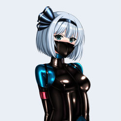 This is a pixiv picture whose title is ぴっちり拘束ボンデージの妖夢.