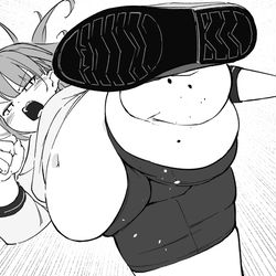 This is a pixiv picture whose title is お腹ぽよぽよの女番長.