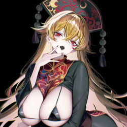 This is a pixiv picture whose title is 純狐ママにちっさいビキニを着てもらおう。.