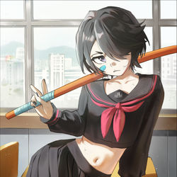 This is a pixiv picture whose title is High School Warfare Rukia 🖤.