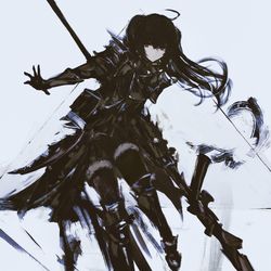 This is a pixiv picture whose title is Black knight (Lancer).