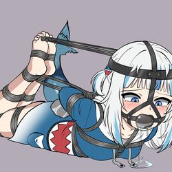 This is a pixiv picture whose title is Fishing for Gura.