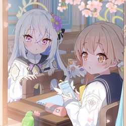 This is a pixiv picture whose title is 桜と小鳥（・8・）.