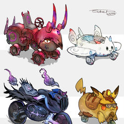 This is a pixiv picture whose title is ポケモン x マリオカート.