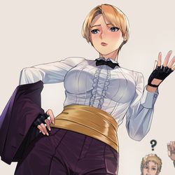 This is a pixiv picture whose title is SNKのキングとリョウ.