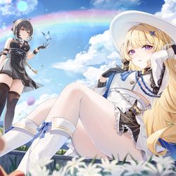 This is a pixiv picture whose title is 「そよ風が気持ちいい〜...」.