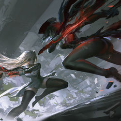 This is a pixiv picture whose title is 超帅！！老婆内战~“闪刀姬·零衣·露世”【游戏王】.