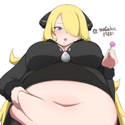 This is a pixiv picture whose title is 肥満化シロナ.
