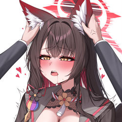 This is a pixiv picture whose title is 와카모 귀 존나 만지기.