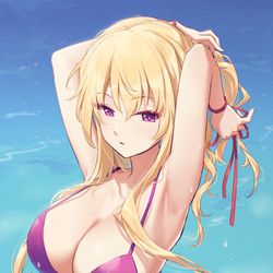 This is a pixiv picture whose title is 水着紫様.