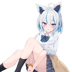 This is a pixiv picture whose title is けもみみちゃん　制服＋チーパオ.