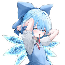 This is a pixiv picture whose title is ぺた座りチルノ.