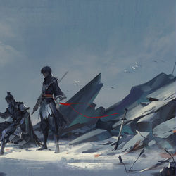 This is a pixiv picture whose title is 华容道.