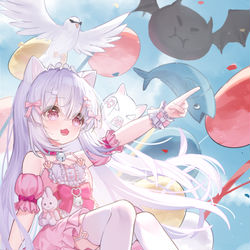 This is a pixiv picture whose title is Day10白丝猫娘喵露露.