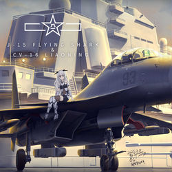This is a pixiv picture whose title is J-15D Flying Shark 艦載戦闘機 舰载战斗机.