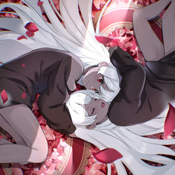 This is a pixiv picture whose title is 褐色白髪.