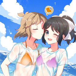 This is a pixiv picture whose title is 水着ひびみく.