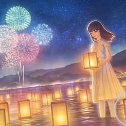 This is a pixiv picture whose title is 安寧を願う灯りを.
