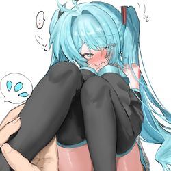 This is a pixiv picture whose title is 「ミク、何処を捻ったの！？…ミク？」.