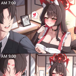 This is a pixiv picture whose title is 출근하기 전에 까모와....