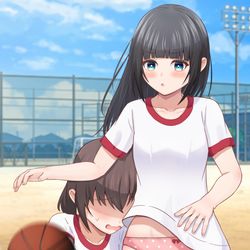 This is a pixiv picture whose title is バスケ中にジャージ下ろしのハプニング.