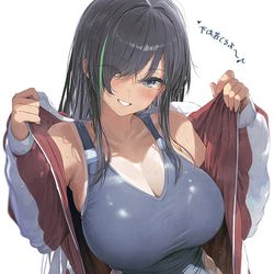This is a pixiv picture whose title is 「下は着てるよ～🎵」.