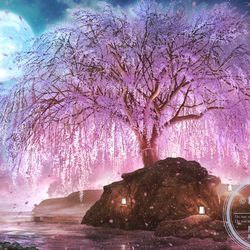 This is a pixiv picture whose title is 朧げな桜月夜.