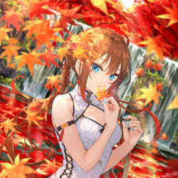 This is a pixiv picture whose title is 紅葉に彩る.