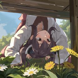This is a pixiv picture whose title is ベンチ下.