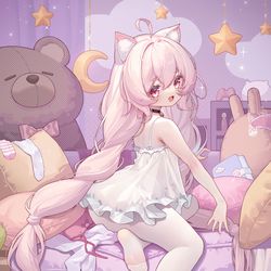 This is a pixiv picture whose title is H46粉猫猫 B站个性装扮.