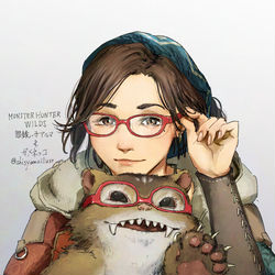 This is a pixiv picture whose title is 眼鏡っ子アルマとガメネッコ（モリバー）.