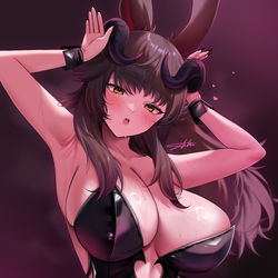 This is a pixiv picture whose title is うさぎのフリをして誤魔化しているが、どうみてもサキュバスなヴィエ.