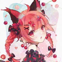 This is a pixiv picture whose title is さくらんぼお燐.