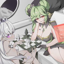 This is a pixiv picture whose title is 与爱衣下棋赌水晶.