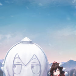 This is a pixiv picture whose title is 堆雪人的女孩.