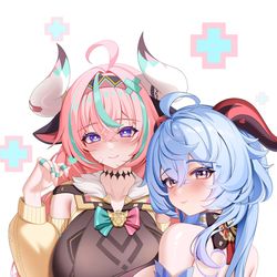 This is a pixiv picture whose title is 蓝羊羊与粉牛牛.