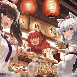 This is a pixiv picture whose title is ヤツメ屋台.