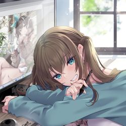 This is a pixiv picture whose title is 『まだ見せてあ～げないっ』.