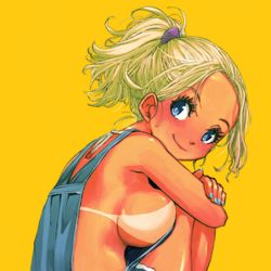 This is a pixiv picture whose title is 日焼けオーバーオール娘。.