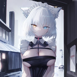 This is a pixiv picture whose title is Cat in the rain.