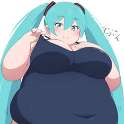 This is a pixiv picture whose title is スク水初音ニク.